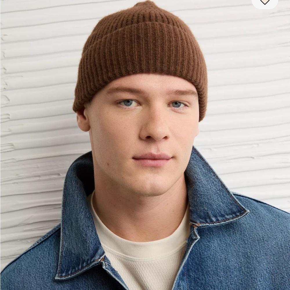 AE cozy shaker stitch beanie /Brown Ribbed Knit Beanie
